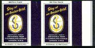 Match Box Labels - Stay at an Anchor Hotel 'All Round the Box' matchbox label in superb unused condition, stamps on , stamps on  stamps on anchors, stamps on hotels