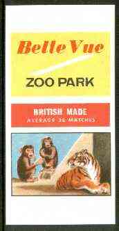 Match Box Labels - Belle Vue Zoo (Monkeys & Lion) 'All Round the Box' matchbox label in superb unused condition, stamps on , stamps on  stamps on zoos, stamps on animals, stamps on cats, stamps on apes, stamps on  stamps on  zoo , stamps on  stamps on zoos, stamps on  stamps on 