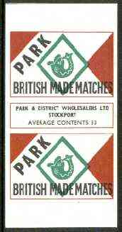 Match Box Labels - Park (Stylised Fish) 'All Round the Box' matchbox label in superb unused condition, stamps on fish