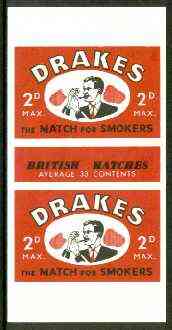 Match Box Labels - Drakes (Pipe Smoker) 'All Round the Box' matchbox label in superb unused condition, stamps on , stamps on  stamps on tobacco