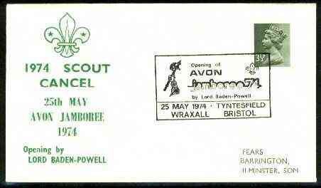 Great Britain 1974 Commemorative cover for Avon Jamboree with special illustrated cancel, stamps on , stamps on  stamps on scouts