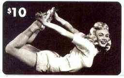 Telephone Card - Marilyn Monroe $10 phone card (B & W horiz pose) by LDC (France) limited edition of just 1,000, stamps on , stamps on  stamps on films, stamps on cinema, stamps on entertainments, stamps on music, stamps on personalities, stamps on marilyn monroe