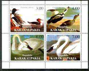 Karakalpakia Republic 1999 John Audubon Birds perf sheetlet containing 4 values unmounted mint, stamps on , stamps on  stamps on birds, stamps on audubon