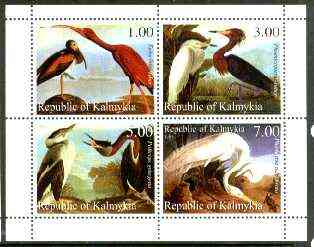 Kalmikia Republic 1999 John Audubon Birds perf sheetlet containing 4 values unmounted mint, stamps on birds, stamps on audubon
