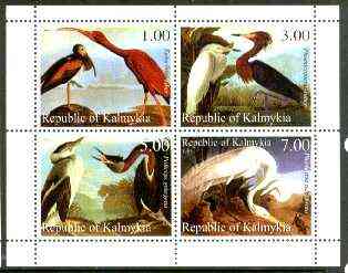 Kalmikia Republic 1999 John Audubon Birds perf sheetlet containing 4 values unmounted mint, stamps on , stamps on  stamps on birds, stamps on audubon