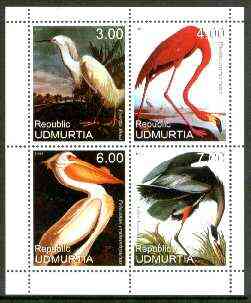 Udmurtia Republic 1999 John Audubon Birds #1 perf sheetlet containing 4 values unmounted mint, stamps on , stamps on  stamps on birds, stamps on audubon