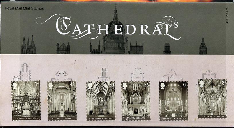 Great Britain 2008 Cathedrals perf set of 6 in official presentation pack SG 2841-46, stamps on , stamps on  stamps on architecture, stamps on  stamps on churches, stamps on  stamps on cathedrals