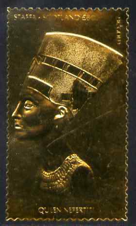 Staffa 1981 Egyptology Â£8 Queen Nefertiti embossed in 23k gold foil (Rosen #1034) unmounted mint, stamps on , stamps on  stamps on egyptology, stamps on  stamps on history, stamps on  stamps on tourism, stamps on  stamps on royalty, stamps on  stamps on 