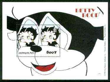 Mongolia 1999 Betty Boop perf souvenir sheet #2 unmounted mint, stamps on cartoons, stamps on entertainments, stamps on films, stamps on cinema