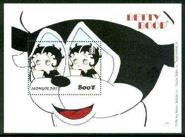 Mongolia 1999 Betty Boop perf souvenir sheet #2 unmounted mint, stamps on , stamps on  stamps on cartoons, stamps on entertainments, stamps on films, stamps on cinema