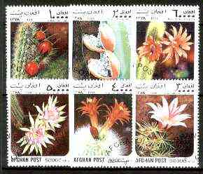 Afghanistan 1999 Cacti complete set of 6 values fine cto used*, stamps on , stamps on  stamps on flowers, stamps on cacti