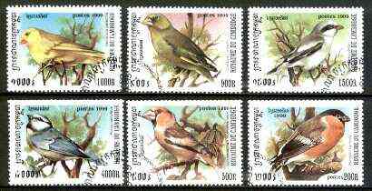 Cambodia 1999 Song Birds complete set of 6 values fine cto used*, stamps on birds