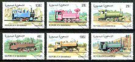 Sahara Republic 1999 Locomotives complete set of 6 values fine cto used*, stamps on railways