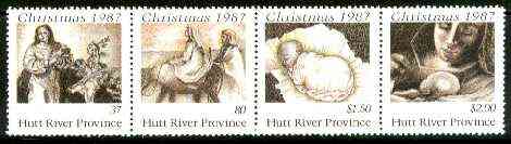 Cinderella - Hutt River Province 1987 Christmas unmounted mint strip of 4 (Nativity Scenes), stamps on , stamps on  stamps on christmas