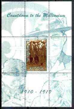 Angola 1999 Countdown to the Millennium #02 (1910-1919) perf souvenir sheet (Girl Guides & Scouting) unmounted mint, stamps on , stamps on  stamps on scouts, stamps on guides, stamps on millennium