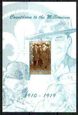 Angola 1999 Countdown to the Millennium #02 (1910-1919) imperf souvenir sheet (Girl Guides & Scouting) unmounted mint, stamps on scouts, stamps on guides, stamps on millennium