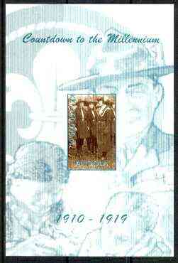 Angola 1999 Countdown to the Millennium #02 (1910-1919) imperf souvenir sheet (Girl Guides & Scouting) unmounted mint, stamps on , stamps on  stamps on scouts, stamps on guides, stamps on millennium