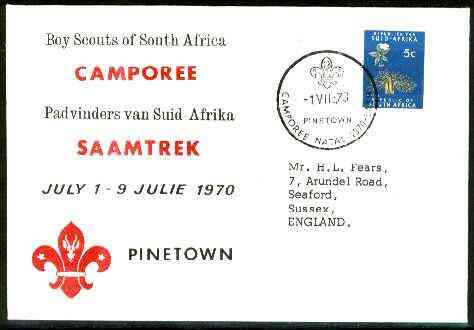 South Africa 1970 Commemorative cover for Natal Camporee with special illustrated cancel, stamps on , stamps on  stamps on scouts, stamps on guides