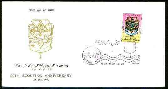 Iran 1972 20th Scouting Anniversary 2r on illustrated cover with first day cancel, stamps on , stamps on  stamps on scouts