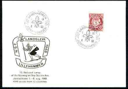 Norway 1969 Commemorative card for Jrstadmoen National Scout Camp with special illustrated cancel, stamps on scouts
