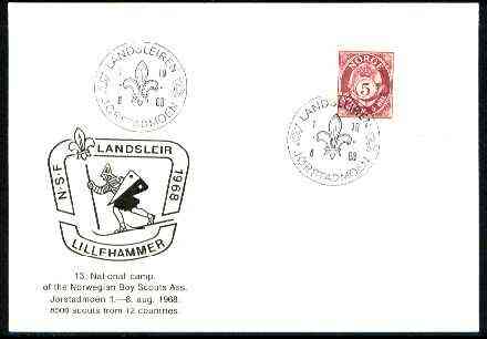 Norway 1969 Commemorative card for J¿rstadmoen National Scout Camp with special illustrated cancel, stamps on , stamps on  stamps on scouts