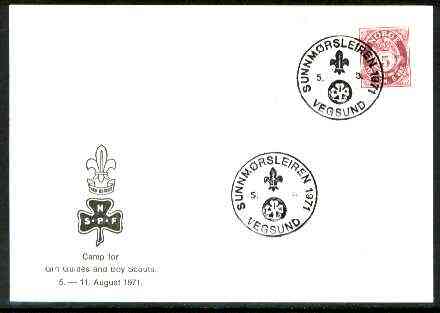 Norway 1971 Commemorative card for Sunnmrsleiren Guide & Scout Camp with special illustrated cancel, stamps on scouts, stamps on guides