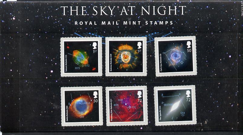 Great Britain 2007 The Sky at Night self adhesive set of 6 in official presentation pack unmounted mint SG 2709-14, stamps on , stamps on  stamps on space, stamps on  stamps on self adhesive