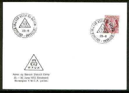 Norway 1972 Commemorative card for Asker og Baerum District YWCA Guide Camp with special illustrated cancel, stamps on scouts, stamps on guides