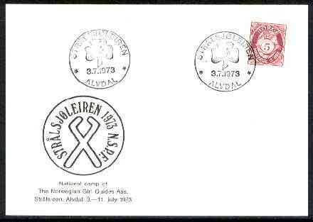 Norway 1973 Commemorative card for Strlsjen National Guide Camp with special illustrated cancel, stamps on scouts, stamps on guides