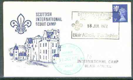 Great Britain 1972 Commemorative cover for Scottish International Scout Camp with special cancel & 'Scout Post'cachet, stamps on , stamps on  stamps on scouts, stamps on  stamps on scots, stamps on  stamps on scotland