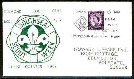 Great Britain 1967 Commemorative cover for Southsea Scout Week with special illustrated cancel, stamps on , stamps on  stamps on scouts