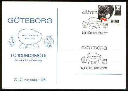 Sweden 1971 Commemorative card for Gteborg Scout Anniversary with special illustrated cancel, stamps on scouts