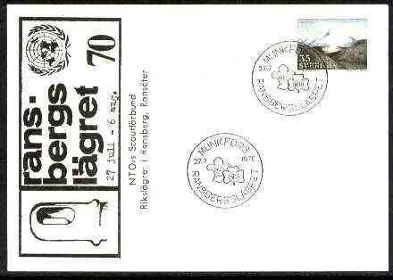 Sweden 1970 Commemorative card for Ransbergslgret Scouts with special illustrated cancel, stamps on scouts