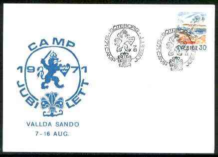 Sweden 1971 Commemorative card for Gšteborg Scout Camp Jubilett with special illustrated cancel, stamps on , stamps on  stamps on scouts