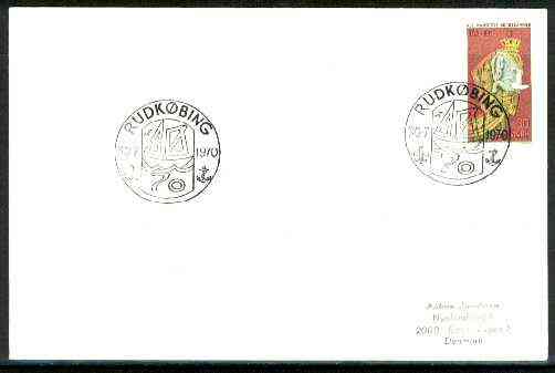 Denmark 1970 Commemorative cover for Rudkbing Sea Scouts with special illustrated (Anchor) cancel, stamps on scouts, stamps on anchors