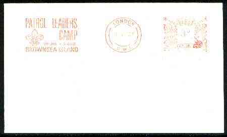 Great Britain 1967 cover with Brownsea Island Patrol Leaders Camp meter cancel, stamps on scouts