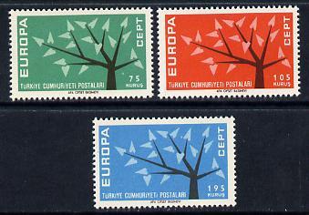 Turkey 1962 Europa set of 3 unmounted mint (SG 1983-85), stamps on , stamps on  stamps on europa