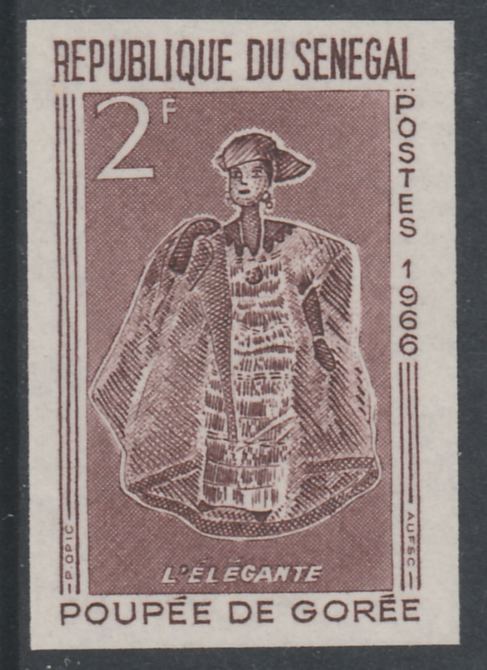 Senegal 1965 Goree Puppet 2f imperf colour trial from limited printing (several different colour combinations available but price is for ONE) as SG 316 unmounted mint, stamps on , stamps on  stamps on toys, stamps on theatre