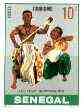 Senegal 1977 Wrestler 10f (from Tourism set) imperf from limited printing , as SG 651*, stamps on wrestling, stamps on sport