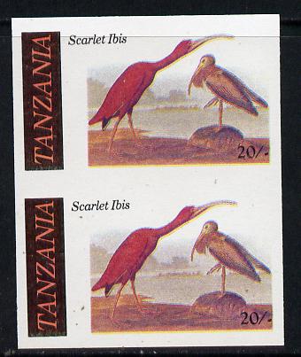 Tanzania 1986 John Audubon Birds 20s (Scarlet Ibis) in unmounted mint imperf pair (as SG 466)*