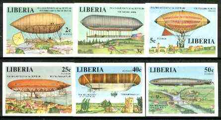 Liberia 1978 Zeppelin Anniversary set of 6 imperf from limited printing, unmounted mint SG 1334-39, stamps on , stamps on  stamps on aviation, stamps on  stamps on airships, stamps on  stamps on zeppelins