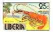 Liberia 1981 Mesurado Shrimp 25c (from Liberian Products set) imperf from limited printing, unmounted mint SG 1507, stamps on shrimps, stamps on marine life, stamps on food
