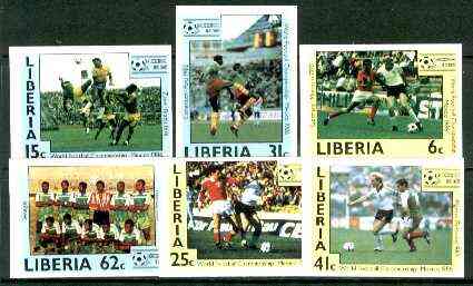 Liberia 1985 Football World Cup set of 6 imperf from limited printing, unmounted mint SG 1605-10, stamps on , stamps on  stamps on football, stamps on  stamps on sport