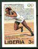 Liberia 1984 Jesse Owens (Sprinter) 3c (from Los Angeles Olympic Games set) imperf from limited printing, unmounted mint SG 1581, stamps on , stamps on  stamps on sport, stamps on olympics, stamps on running, stamps on long jump