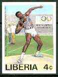 Liberia 1984 Rafer Johnson (Shot) 4c (from Los Angeles Olympic Games set) imperf from limited printing, unmounted mint SG 1582, stamps on sport, stamps on olympics, stamps on shop