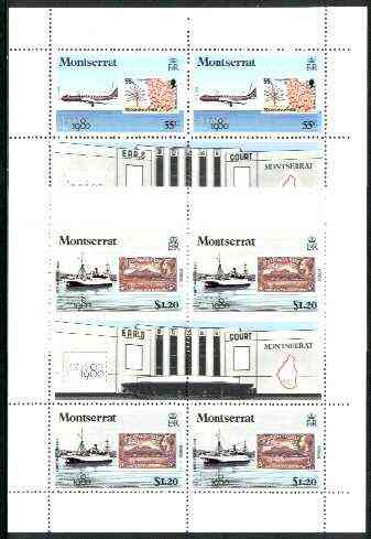 Montserrat 1980 'London 1980' Stamp Exhibition set of 6 unmounted mint, SG 460-65, stamps on stamp on stamp, stamps on aviation, stamps on stamp, stamps on exhibitions, stamps on ships, stamps on stamponstamp
