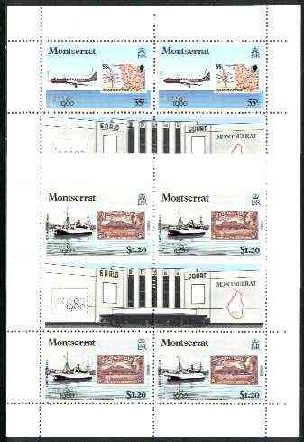 Montserrat 1980 'London 1980' Stamp Exhibition set of 6 unmounted mint, SG 460-65, stamps on stamp on stamp, stamps on aviation, stamps on stamp, stamps on exhibitions, stamps on ships, stamps on stamponstamp
