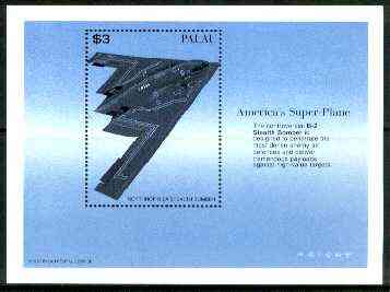 Palau 1996 Northrop B-2A Stealth Bomber perf m/sheet unmounted mint, SG MS 1097, stamps on , stamps on  stamps on aviation, stamps on northrop