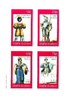 Staffa 1982 French Revolution Costumes #01 imperf sheet containing set of 4 values unmounted mint, stamps on costumes, stamps on militaria, stamps on revolutions