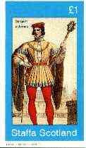 Staffa 1982 French Revolution Costumes #02 imperf souvenir sheet (£1 value, Sergent d Armes) unmounted mint, stamps on costumes, stamps on militaria, stamps on revolutions
